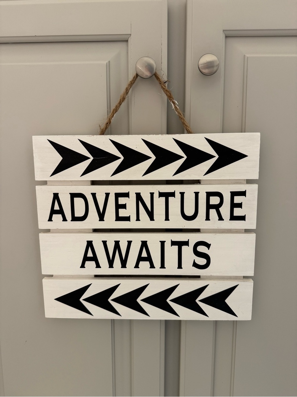 Adventure Awaits Wooden Wall Sign - White and Black